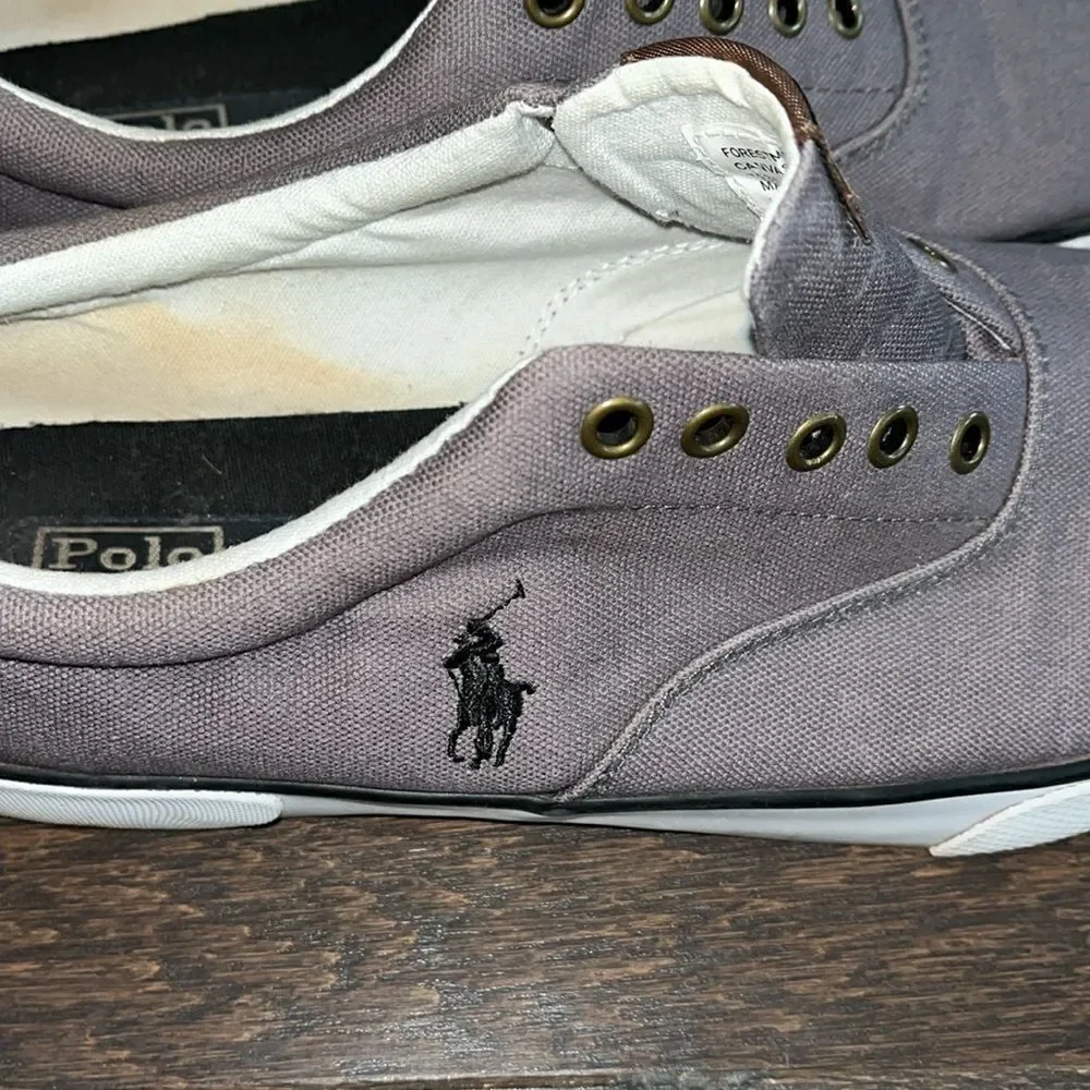Vintage Gray Forestmont Pony Ralph Lauren POLO Men’s 11 D Canvas Shoes no laces